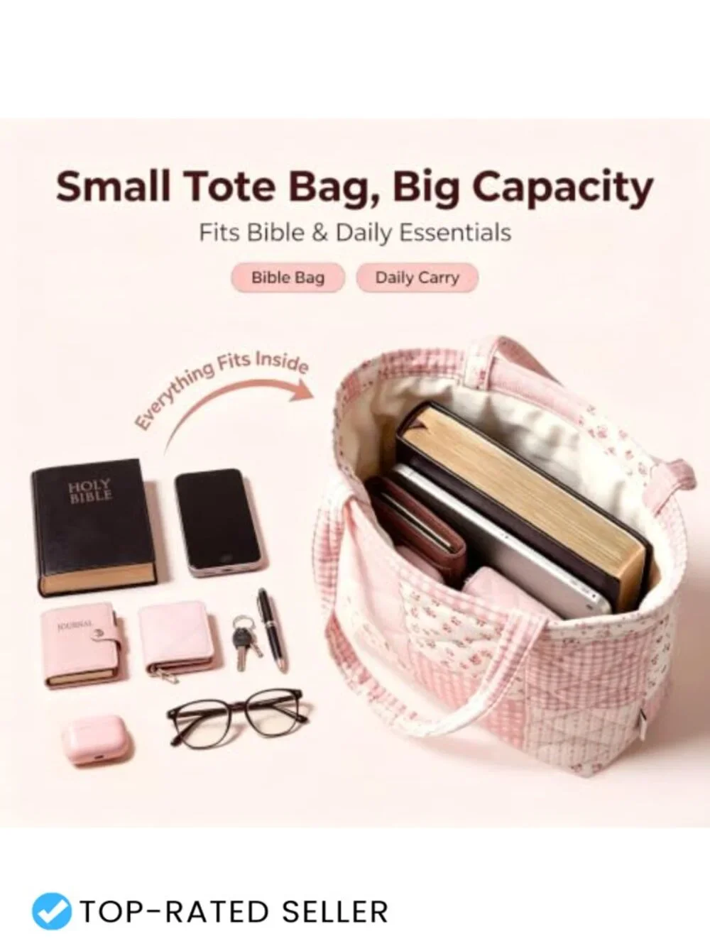 Corduroy Small Tote Bible Bag Mini Daily Handbag Aesthetic for Book Water